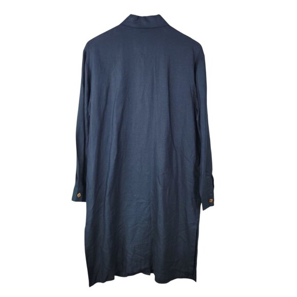 Vtg Neiman Marcus 100% Linen Small Shirt Jacket Dress Long Sleeve Tunic Black - Picture 5 of 6